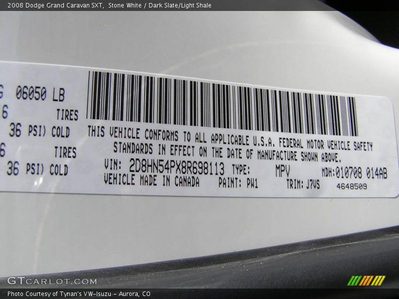 Stone White / Dark Slate/Light Shale 2008 Dodge Grand Caravan SXT