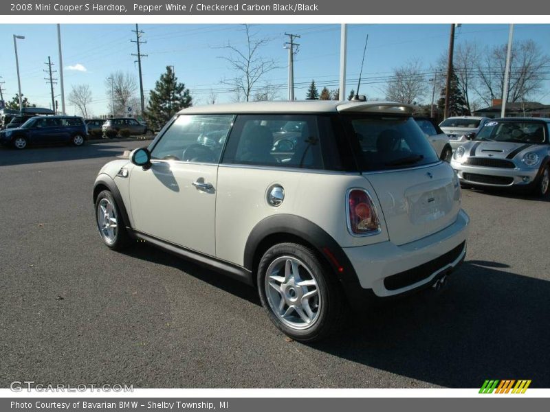 Pepper White / Checkered Carbon Black/Black 2008 Mini Cooper S Hardtop