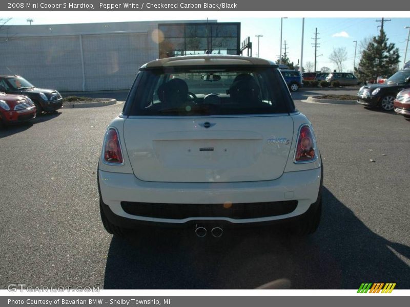 Pepper White / Checkered Carbon Black/Black 2008 Mini Cooper S Hardtop