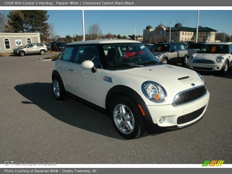 Pepper White / Checkered Carbon Black/Black 2008 Mini Cooper S Hardtop