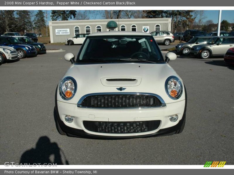 Pepper White / Checkered Carbon Black/Black 2008 Mini Cooper S Hardtop