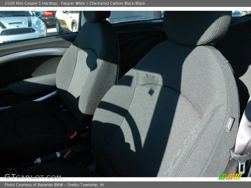 Pepper White / Checkered Carbon Black/Black 2008 Mini Cooper S Hardtop