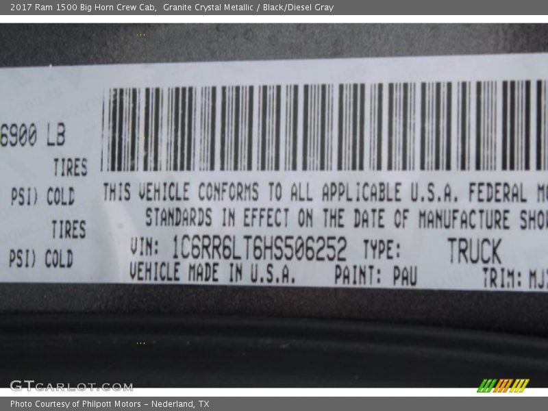 Granite Crystal Metallic / Black/Diesel Gray 2017 Ram 1500 Big Horn Crew Cab
