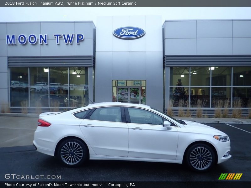 White Platinum / Medium Soft Ceramic 2018 Ford Fusion Titanium AWD