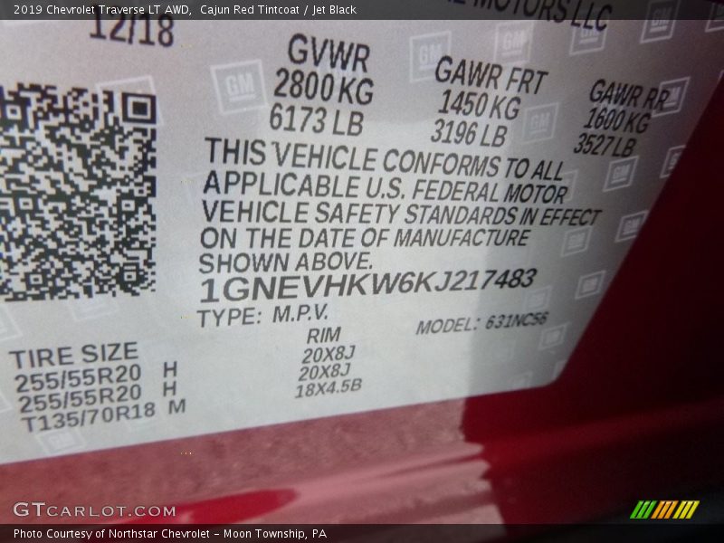 Cajun Red Tintcoat / Jet Black 2019 Chevrolet Traverse LT AWD