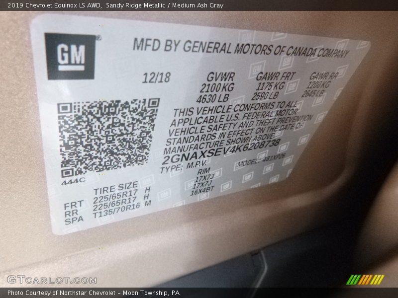 Sandy Ridge Metallic / Medium Ash Gray 2019 Chevrolet Equinox LS AWD
