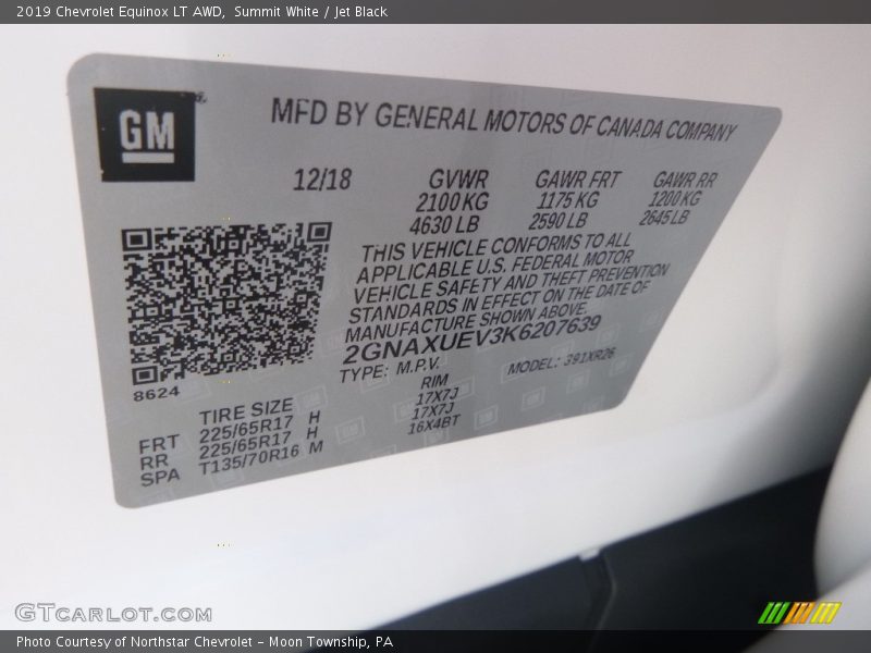 Summit White / Jet Black 2019 Chevrolet Equinox LT AWD
