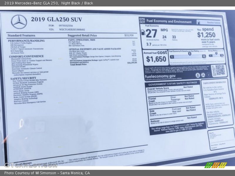 Night Black / Black 2019 Mercedes-Benz GLA 250