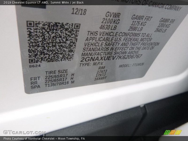 Summit White / Jet Black 2019 Chevrolet Equinox LT AWD