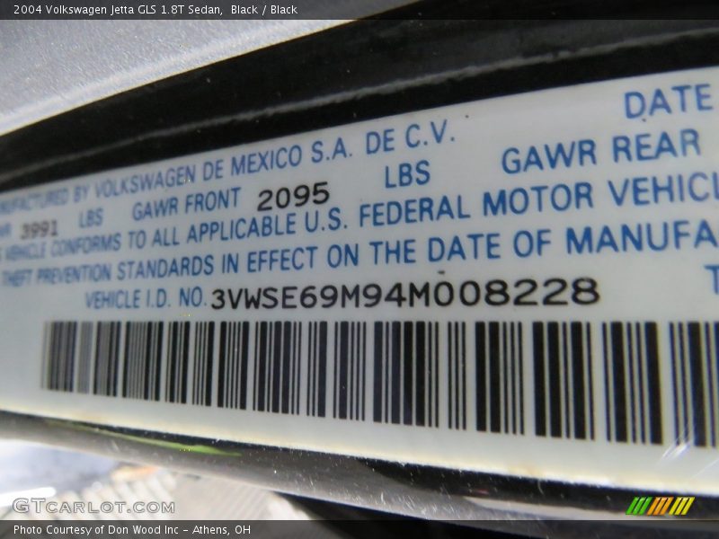 Black / Black 2004 Volkswagen Jetta GLS 1.8T Sedan