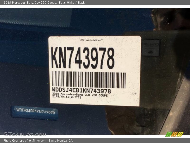 Polar White / Black 2019 Mercedes-Benz CLA 250 Coupe