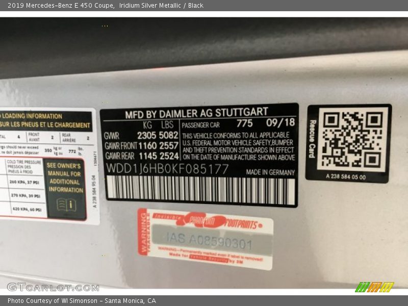 Iridium Silver Metallic / Black 2019 Mercedes-Benz E 450 Coupe
