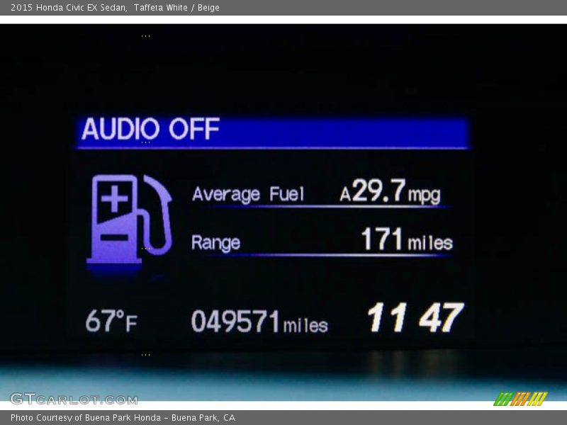 Taffeta White / Beige 2015 Honda Civic EX Sedan