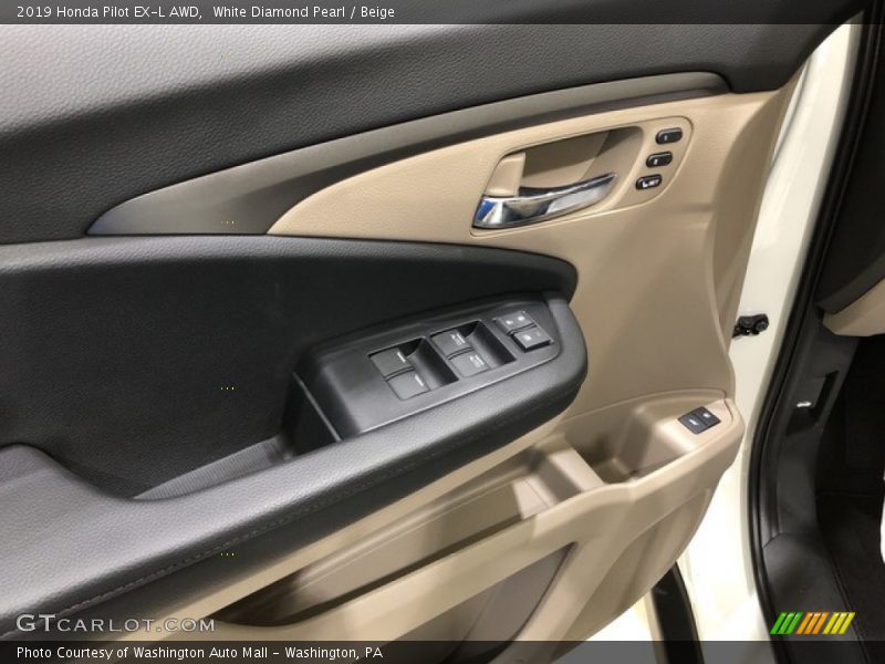 White Diamond Pearl / Beige 2019 Honda Pilot EX-L AWD