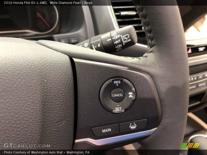 White Diamond Pearl / Beige 2019 Honda Pilot EX-L AWD