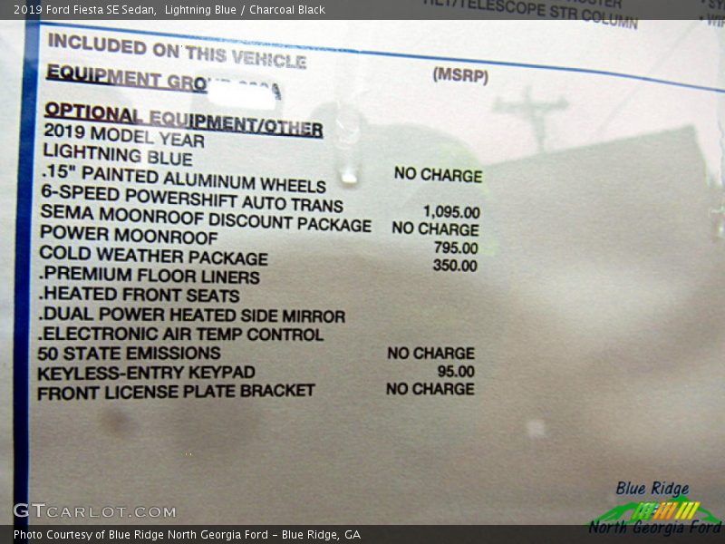 Lightning Blue / Charcoal Black 2019 Ford Fiesta SE Sedan