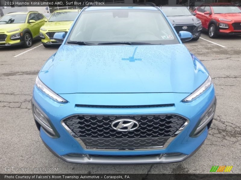 Surf Blue / Gray/Black 2019 Hyundai Kona Limited AWD