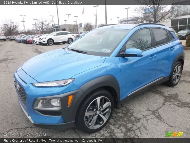 Surf Blue / Gray/Black 2019 Hyundai Kona Limited AWD