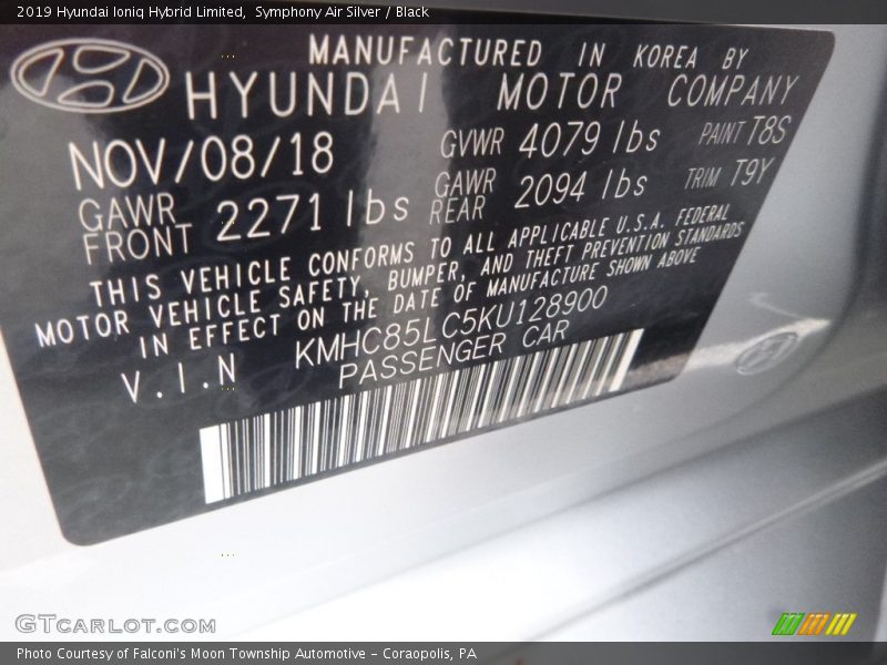 Symphony Air Silver / Black 2019 Hyundai Ioniq Hybrid Limited