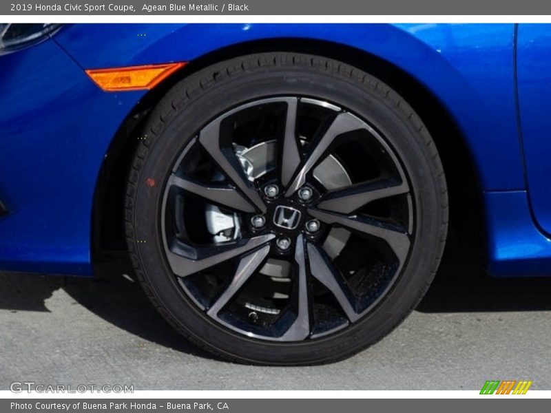 Agean Blue Metallic / Black 2019 Honda Civic Sport Coupe