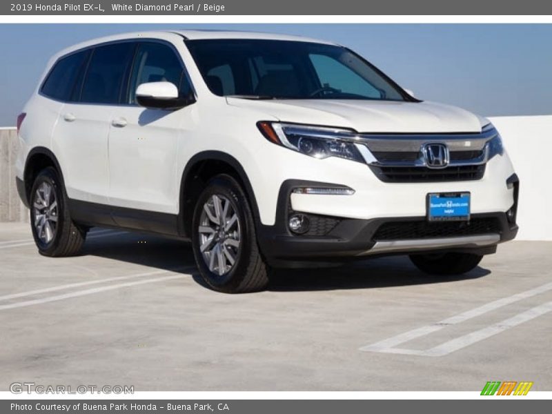 White Diamond Pearl / Beige 2019 Honda Pilot EX-L