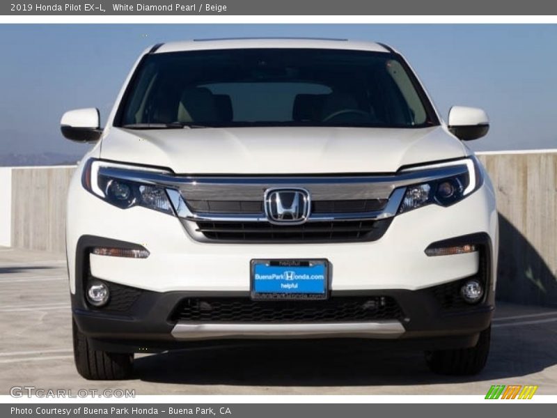 White Diamond Pearl / Beige 2019 Honda Pilot EX-L