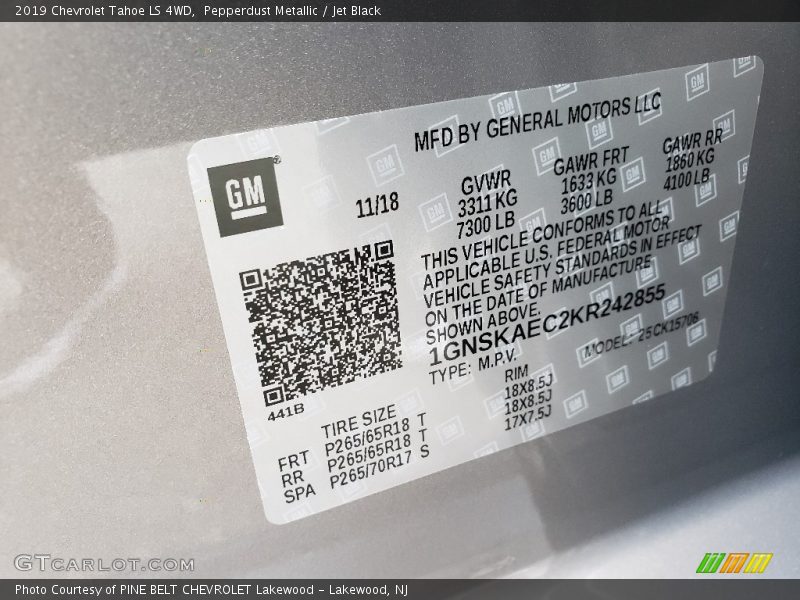 Pepperdust Metallic / Jet Black 2019 Chevrolet Tahoe LS 4WD