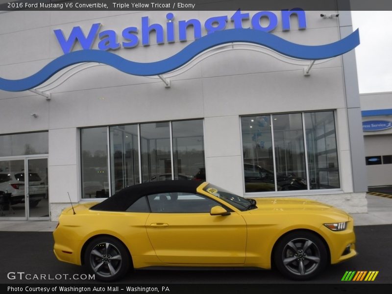 Triple Yellow Tricoat / Ebony 2016 Ford Mustang V6 Convertible