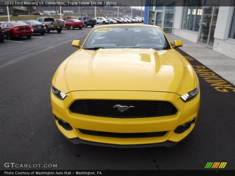 Triple Yellow Tricoat / Ebony 2016 Ford Mustang V6 Convertible