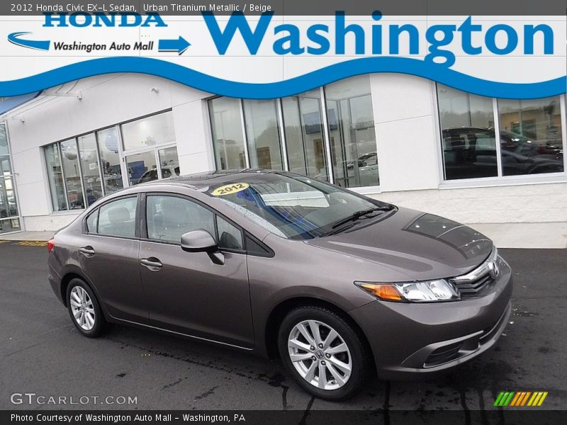 Urban Titanium Metallic / Beige 2012 Honda Civic EX-L Sedan