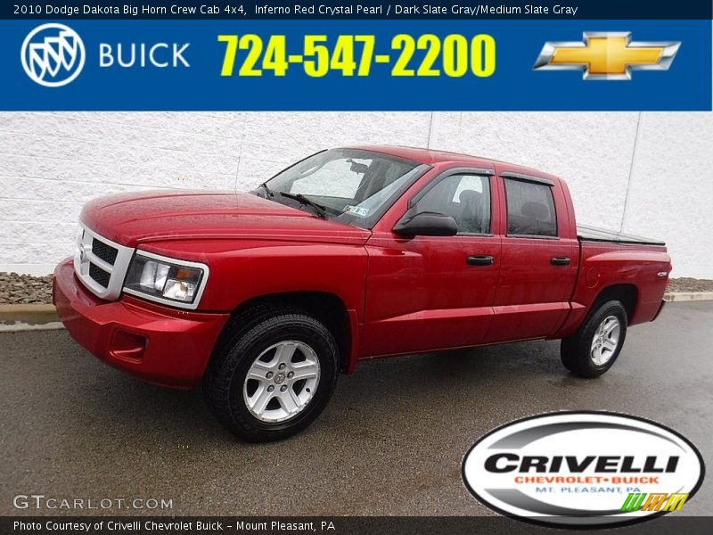 Inferno Red Crystal Pearl / Dark Slate Gray/Medium Slate Gray 2010 Dodge Dakota Big Horn Crew Cab 4x4