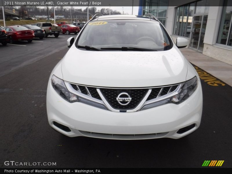 Glacier White Pearl / Beige 2011 Nissan Murano LE AWD
