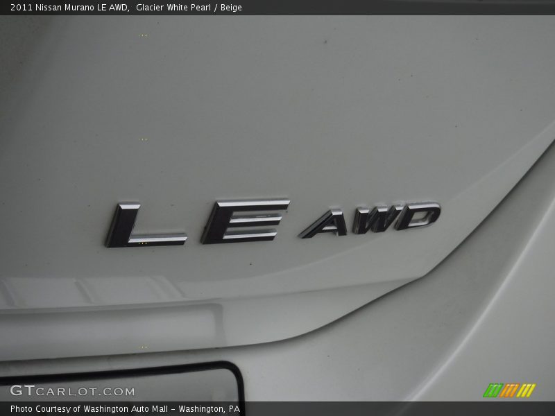 Glacier White Pearl / Beige 2011 Nissan Murano LE AWD
