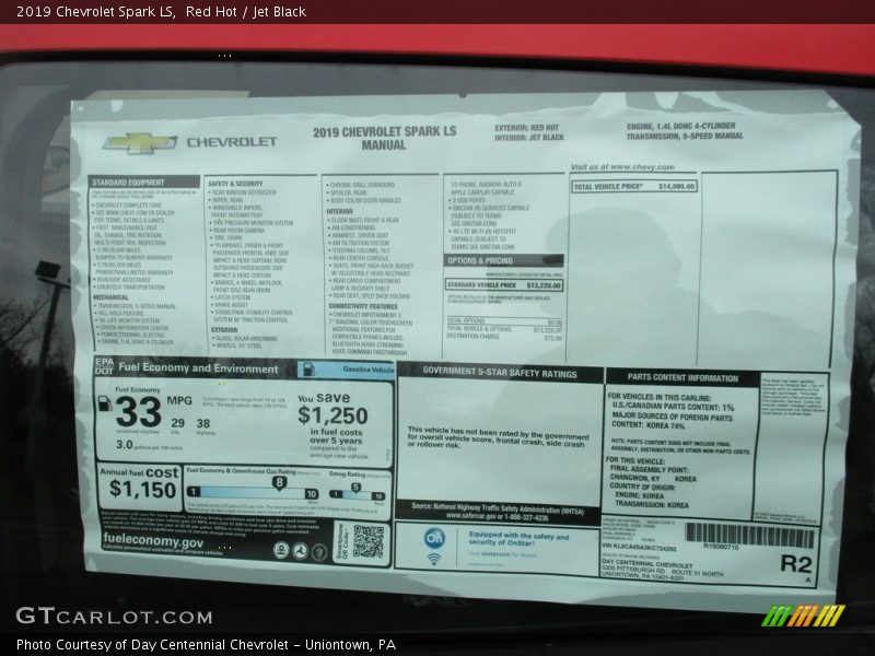  2019 Spark LS Window Sticker