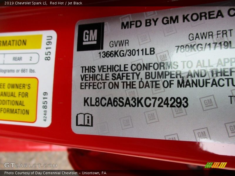 Red Hot / Jet Black 2019 Chevrolet Spark LS
