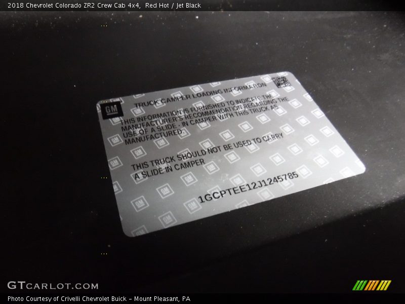 Red Hot / Jet Black 2018 Chevrolet Colorado ZR2 Crew Cab 4x4