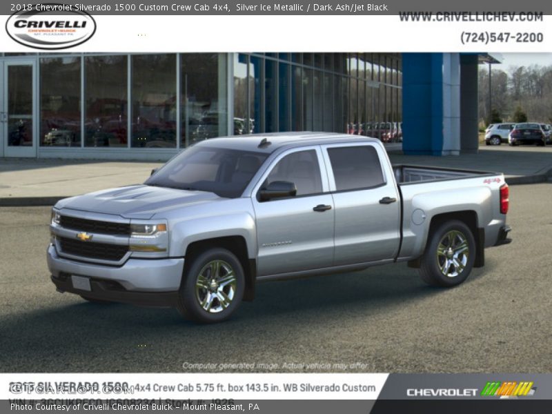 Silver Ice Metallic / Dark Ash/Jet Black 2018 Chevrolet Silverado 1500 Custom Crew Cab 4x4