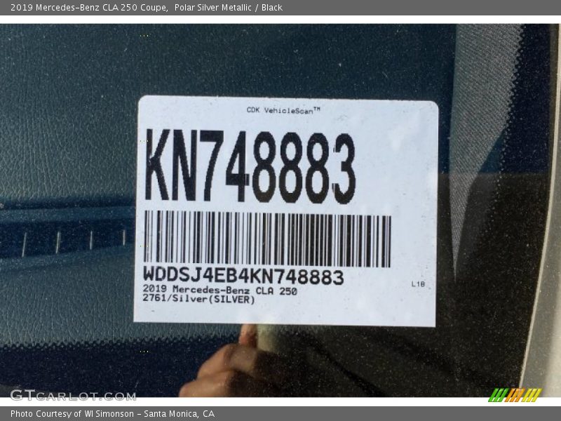 Polar Silver Metallic / Black 2019 Mercedes-Benz CLA 250 Coupe