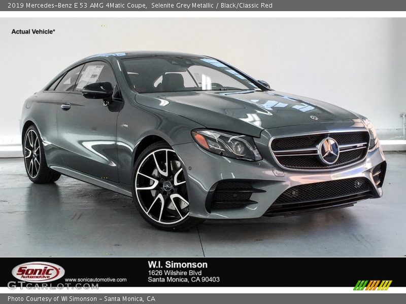 Selenite Grey Metallic / Black/Classic Red 2019 Mercedes-Benz E 53 AMG 4Matic Coupe