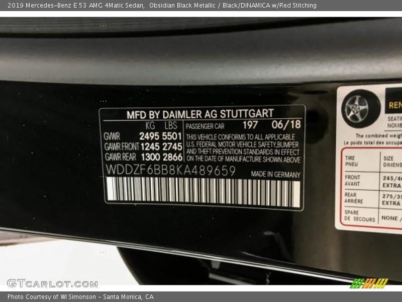 2019 E 53 AMG 4Matic Sedan Obsidian Black Metallic Color Code 197