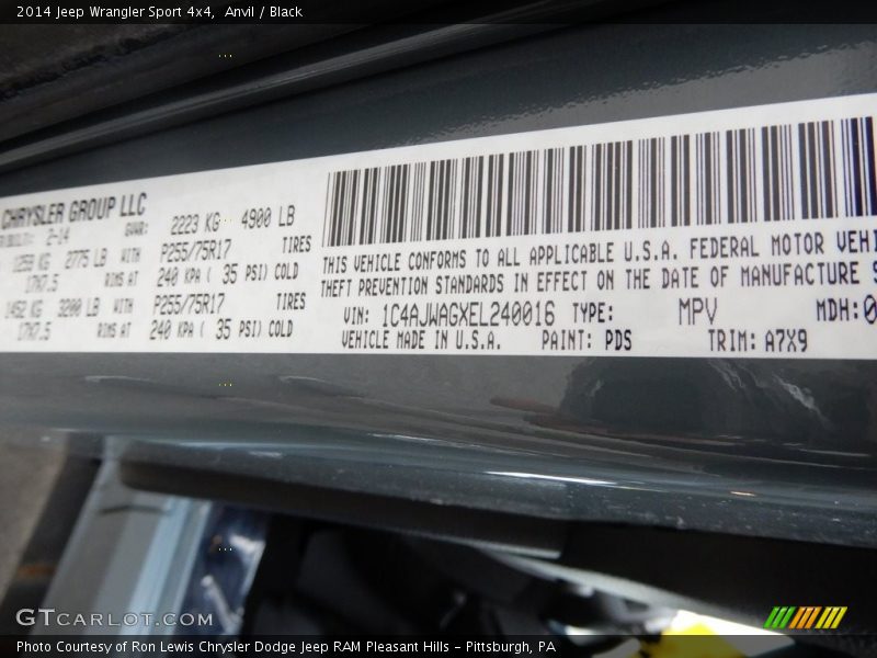 Anvil / Black 2014 Jeep Wrangler Sport 4x4