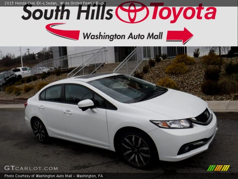 White Orchid Pearl / Black 2015 Honda Civic EX-L Sedan