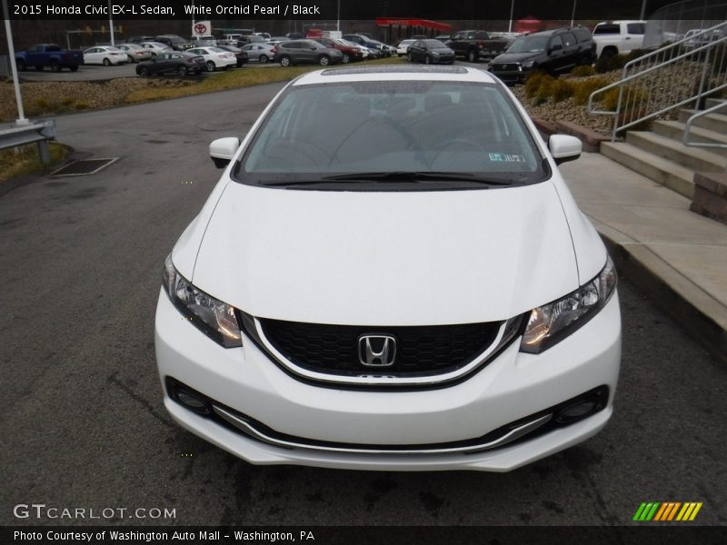 White Orchid Pearl / Black 2015 Honda Civic EX-L Sedan