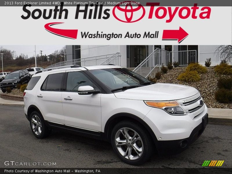 White Platinum Tri-Coat / Medium Light Stone 2013 Ford Explorer Limited 4WD