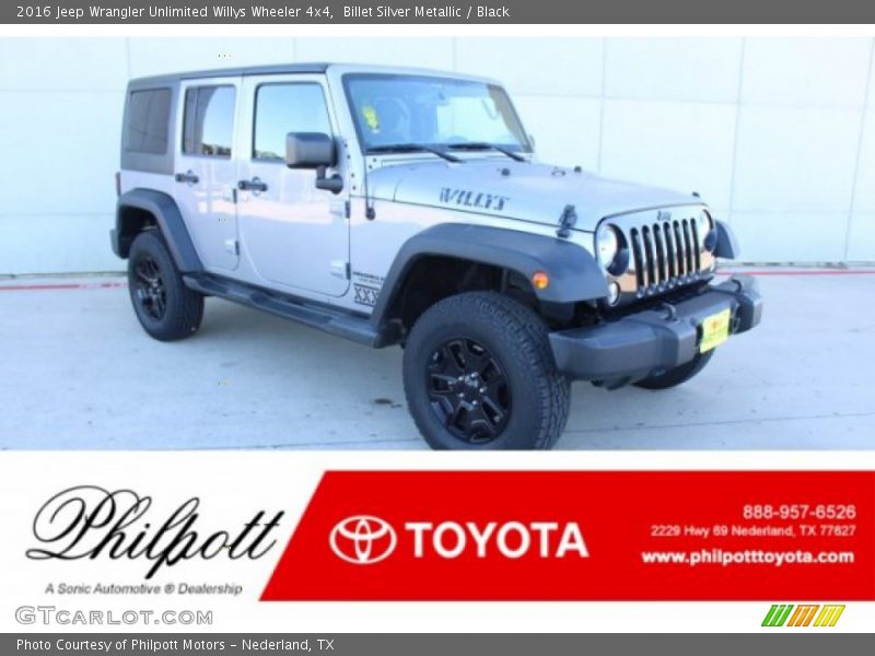 Billet Silver Metallic / Black 2016 Jeep Wrangler Unlimited Willys Wheeler 4x4