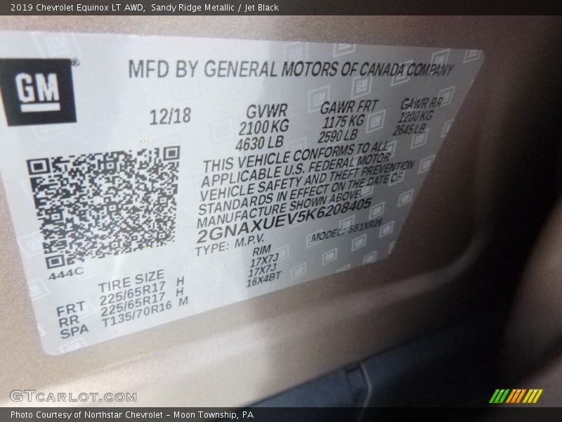 Sandy Ridge Metallic / Jet Black 2019 Chevrolet Equinox LT AWD