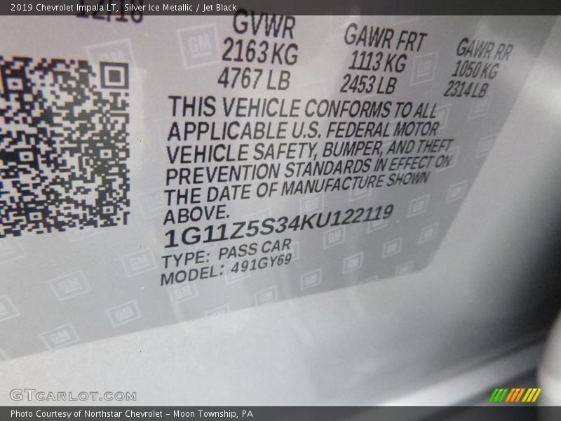 Silver Ice Metallic / Jet Black 2019 Chevrolet Impala LT