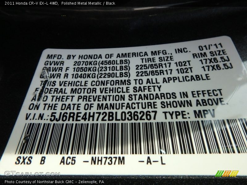 Polished Metal Metallic / Black 2011 Honda CR-V EX-L 4WD