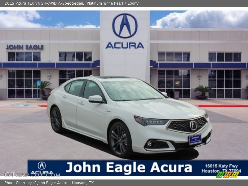 Platinum White Pearl / Ebony 2019 Acura TLX V6 SH-AWD A-Spec Sedan
