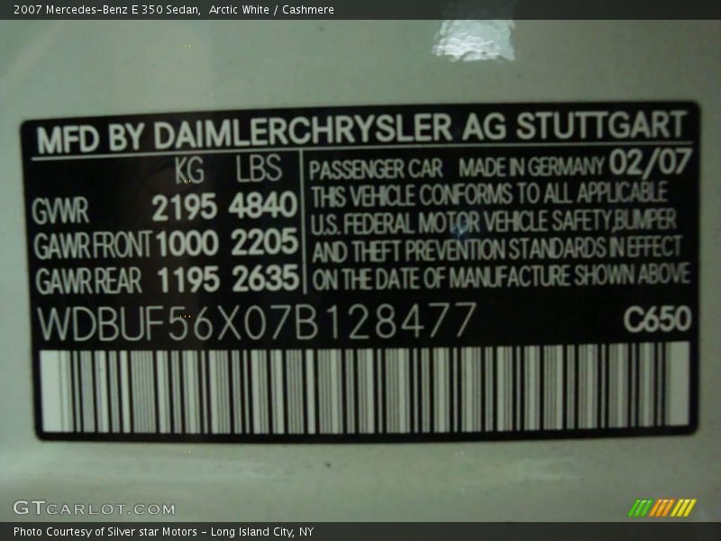 Arctic White / Cashmere 2007 Mercedes-Benz E 350 Sedan